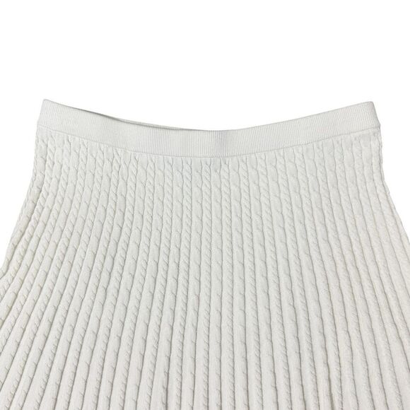 Alice + Olivia Baker Cable Knit Flare Mini Skirt in Soft White - Picture 11 of 14
